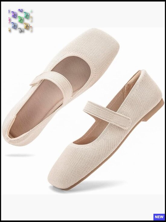 Shoes - Breathable Knit Flats Slip On Ballet Shoes Wide Toe Box Comfort Office Casual